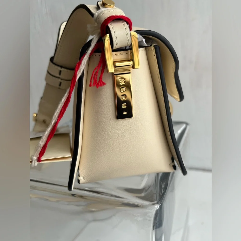 MARNI Mini Trunkaroo Leather Shoulder Bag- Off White